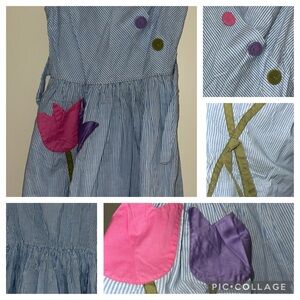 Adorable spring dress with tulips handmade dress from the 60s